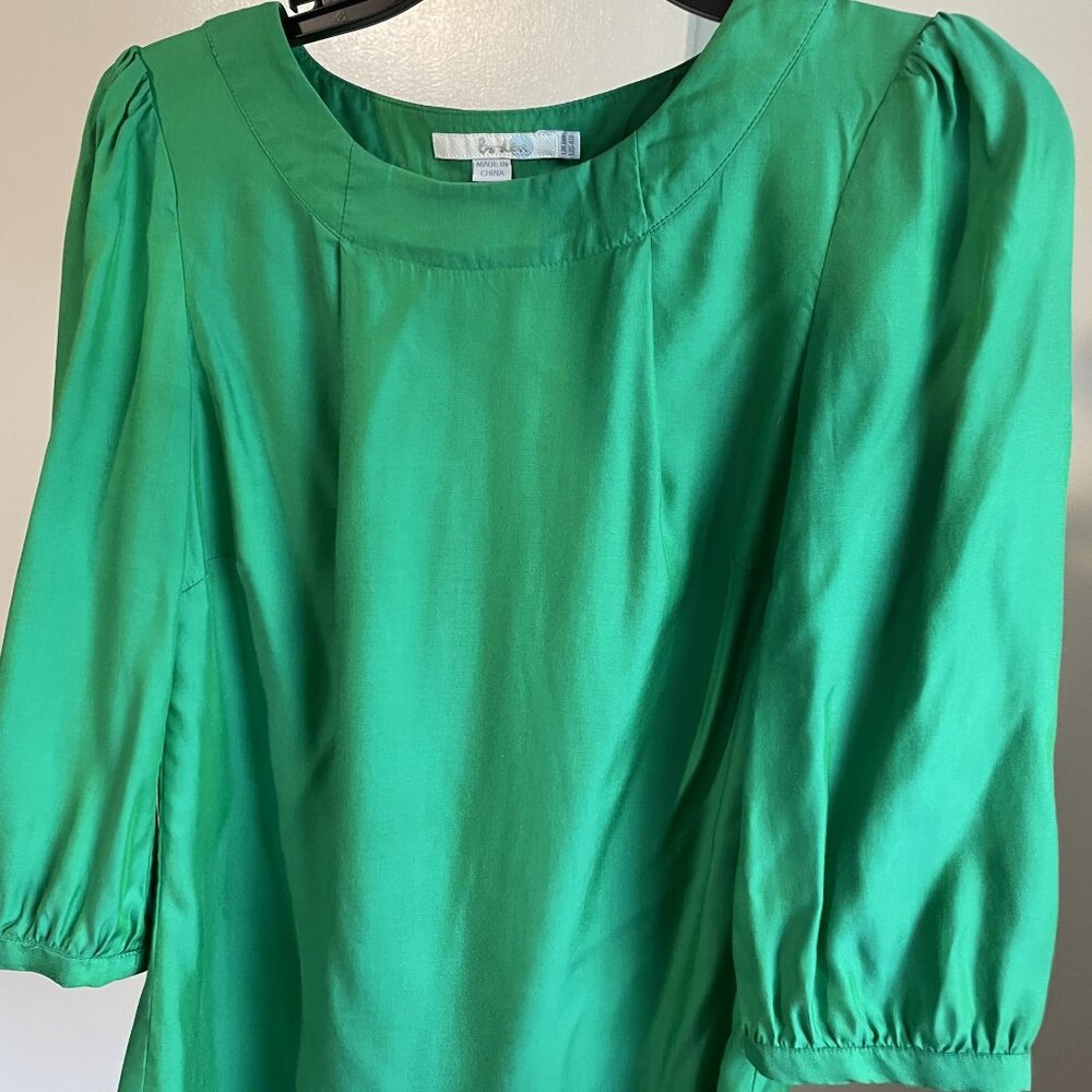 Boden Hampstead Top Silk Blend Blouse Size US 4 Emerald Green Blue Shimmer S